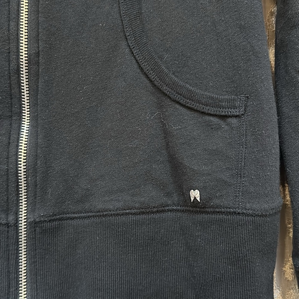 Victoria’s Secret Black Bling Love Angel Tunic Hooded Sweater Size Medium - Picture 4 of 9